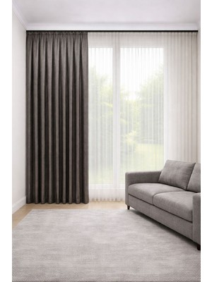 Perde Merkezi Jakar Keten Vizon Fon Perde Salon ve Misafir Odalarına Uygun 1/3 Sık Pileli Tek Kanat Lüks Modern Fon Perde