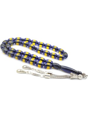 Murty99 Kapsül Kesim Günlük Boy Sarı Lacivert Sürmeli Sıkma Kehribar Tesbih