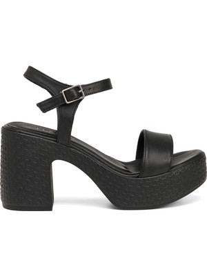 Tergan Siyah Hakiki Deri Kadın Sandalet - K25Y1SN67768-A23