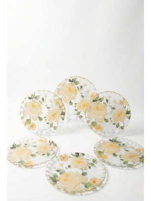 Servis Tabağı 6 Lı 25 cm Çiçek Dekor Sunum Tabağı