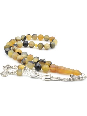 Murty99 Gümüş Kaplama Püsküllü Sığırcık Kesim Ceylan Boynuzu Tesbih