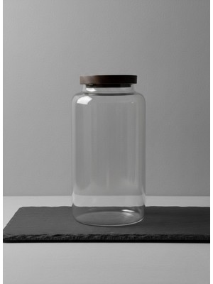Akasya Kapaklı Cam Kavanoz 15X30 cm Saklama Kabı Organizer