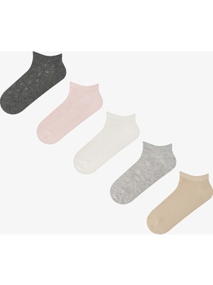 Penti 5 Çift Pamuklu Kendinden Desenli Patik Çorap