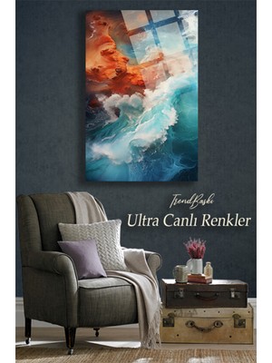 Beta Moda Hub Deniz ve Kayalıklar Manzaralı 4mm Lüks Kırılmaz Temperli Yüksek Çözünürlüklü Cam Tablo