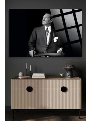 Beta Moda Hub Atatürk 4mm Kırılmaz Temperli Yüksek Çözünürlüklü Cam Tablo