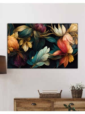 Beta Moda Hub Renkli Yapraklar Cam Tablo Ev Ofis Salon Için Duvar Dekoru Büyük Tablo