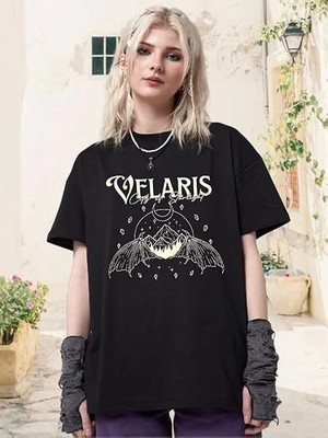 Adisia Bisiklet Yaka Baskılı T-Shirt - Siyah