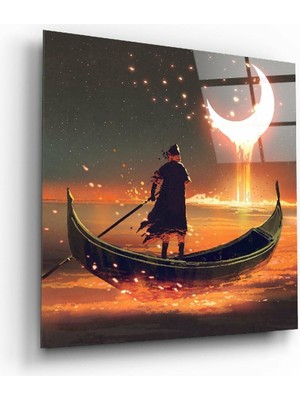 Beta Moda Hub Ayın Kızılı Cam Tablo