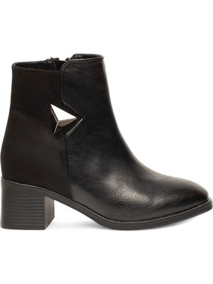 Hkursat Siyah Femuarlı Topuklu Cilt Süet Günlük Kadın Bot