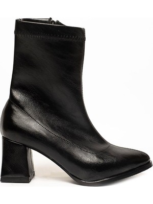 Hkursat Rna Siyah Kısa Topuklu Streç Kadın Bot