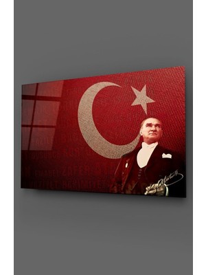 Beta Moda Hub Atatürk ve Türk Bayrağı Cam Tablo