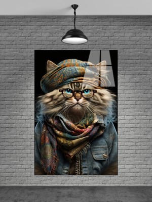 Beta Moda Hub Tatlı Korsan Kedi Cam Tablosu