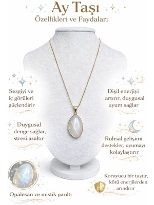 Solare Accessories Ay Taşı Altın Kaplama Detaylı Kolye