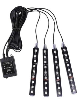 Renklime Araç Içi Aydınlatma Kumandalı 12 LED Ayak Altı LED Ambiyans Işığı Sese Duyarlı Kumandalı