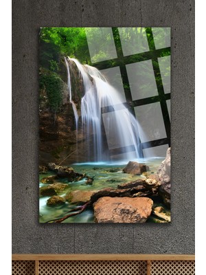Beta Moda Hub Harika Şelale Manzarası Kırılmaz Cam Tablo, Ev ve Ofis Hediyesi Yüksek Çözünürlüklü 4mm Cam Tablo