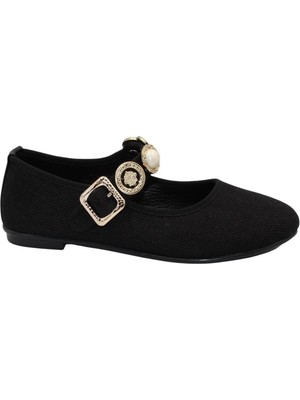 Celira Hkursat Siyah Kumaş Tokalı Bantlı Günlük Babet Ayakkabı