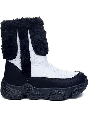 Celira Hkursat Ltt Beyaz Siyah Fermuarlı Kız Çocuk Kar Botu