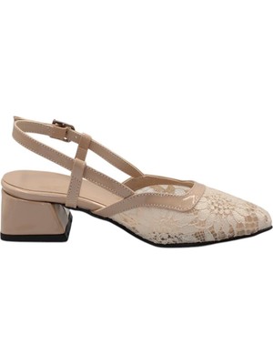 Celira Hkursat Ten Tüllü Klasik Kısa Topuk Kadın Ayakkabı