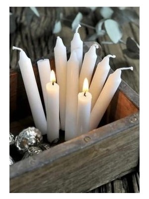 abnturk 40 Adet Klasik Beyaz MUM12CM Uzun Dilek ve Bakkal Mumu Elektriksiz Ortamlarda Dünyanızı Aydınlatır