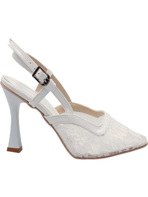 Celira Hkursat Beyaz Tüllü Klasik Topuk Kadın Ayakkabı
