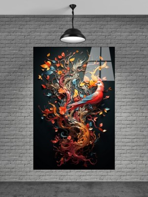 Beta Moda Hub Kuş ve Ağaçlar Cam Tablo Ev Dekorasyon,balkon Dekorasyonu,dekoratif,duvar Tablo,mutfak Tablo