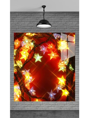 Beta Moda Hub Muhteşem Yıldız Çiçekler Temperli Cam Üzerine Tablo Sevgilinize Yılbaşı Hediye