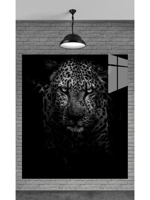 Beta Moda Hub Dekorasyon Siyah Kaplan Görseli Temperli Cam Üzerine Tablo Sevgilinize Yılbaşı Hediye