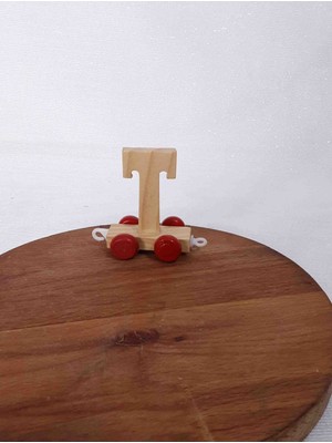 Lal Dizayn Dekoratif Tekerlekli Ahşap Harf - T