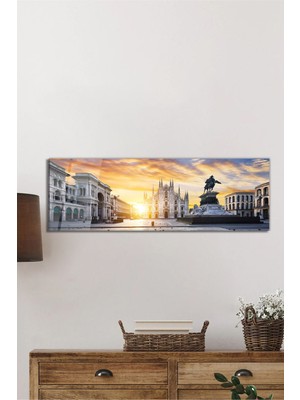 Beta Moda Hub Gün Batımlı Sanatsal Şehir Manzarası Panorama Cam Tablo, Darbelere Dayanıklı Kırılmaz Temperli