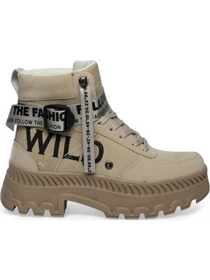 Hkursat Nrw Bej Günlük Kışlık Kadın Bot Ayakkabı