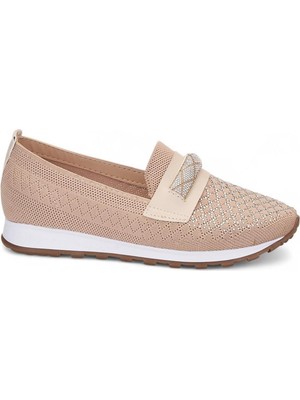 Celira Hkursat Srt Bej Triko Tokalı Kadın Babet Ayakkabı