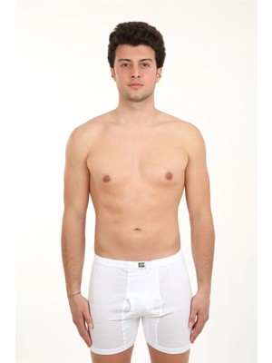 Veralya Moda Erkek Paçalı Penye Boxer Beyaz