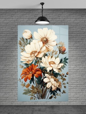 Beta Moda Hub Aromatik Renkli Çiçekler Cam Tablo