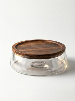 Akasya Kapaklı Cam Sunumluk 19 cm Tatlı Sunum Kase ,yoğurt Sunum Kase