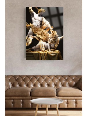 Beta Moda Hub Medusa ve Perseus, Mitoloji Kırılmaz Lüks Cam Tablo Ultra Yüksek Çözünürlüklü Ev Hediyesi