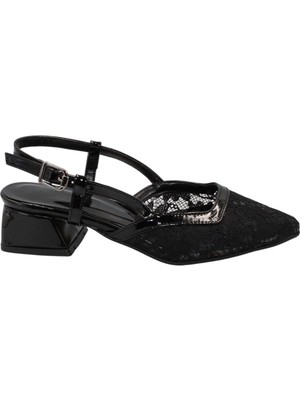 Celira Hkursat Siyah Tüllü Klasik Kısa Topuk Kadın Ayakkabı