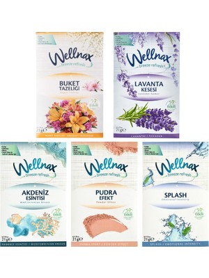 Wellnax Breeze Refresh 5’li Koku Kesesi Seti – Lavanta, Buket Tazeliği, Akdeniz Esintisi, Pudra Efekt, Splash (5 x 21 G)