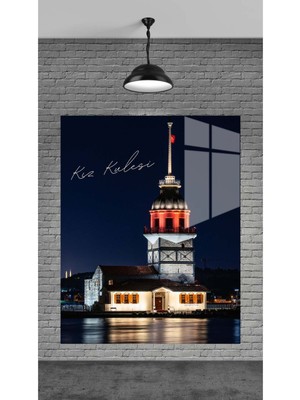 Beta Moda Hub Muhteşem Kız Kulesi Dekoratif Temperli Cam Üzerine Tablo Sevgilinize Yılbaşı Hediye