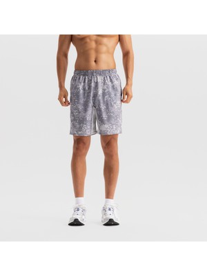 Decathlon Domyos Erkek Fermuarlı Cepli Spor Şortu - Gri Baskılı