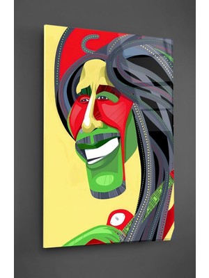 Beta Moda Hub Bob Marley Karikatür Cam Tablo