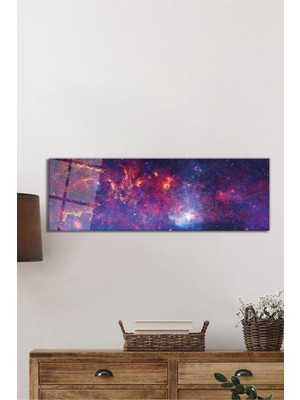 Beta Moda Hub Uzay ve Yıldızlar Galaksi Manzarası Panoramik Cam Tablo, Temperli ve Rodajlı Dayanıklı Cam
