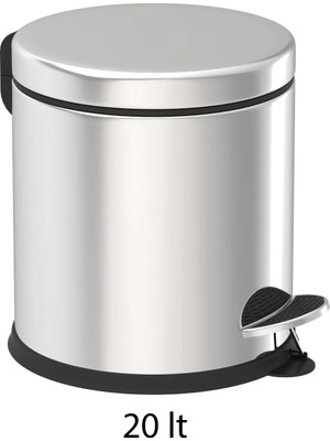 Neva Paslanmaz Çelik Pedallı Çöp Kovası Krom 20 Lt