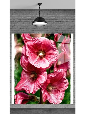 Beta Moda Hub Muhteşem Pembe Çiçekler 2 Temperli Cam Üzerine Tablo Sevgilinize Yılbaşı Hediye