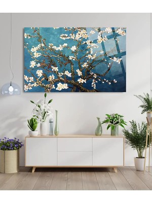 Beta Moda Hub Beyaz Çiçekler Canlı Renkli Cam Tablo, Ev ve Ofis Hediyesi Yüksek Çözünürlüklü 4mm Lüks Tablo