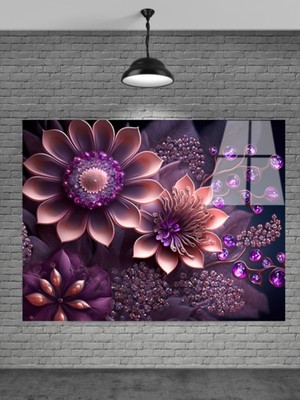 Beta Moda Hub Mor Çiçekler Cam Tablo Ev Dekorasyon,balkon Dekorasyonu,dekoratif,duvar Tablo,mutfak Tablo
