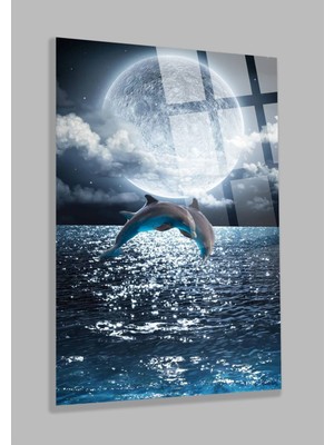 Beta Moda Hub Yunus Balıkları Kırılmaz Cam Tablo, Ev ve Ofis Hediyesi Yüksek Çözünürlüklü 4mm Cam Tablo