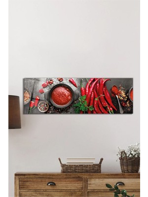 Beta Moda Hub Acı Biberler ve Baharatlar Panorama Cam Tablo, Darbelere Dayanıklı Kırılmaz Temperli