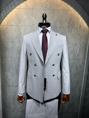 Dupont Çizgili Kruvaze Takım Elbise