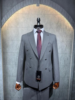 Dupont Çizgili Kruvaze Takım Elbise