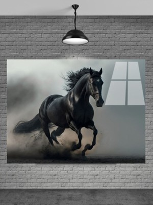 Beta Moda Hub Siyah At Cam Tablo Ev Dekorasyon,balkon Dekorasyonu,dekoratif,duvar Tablo,mutfak Tablo